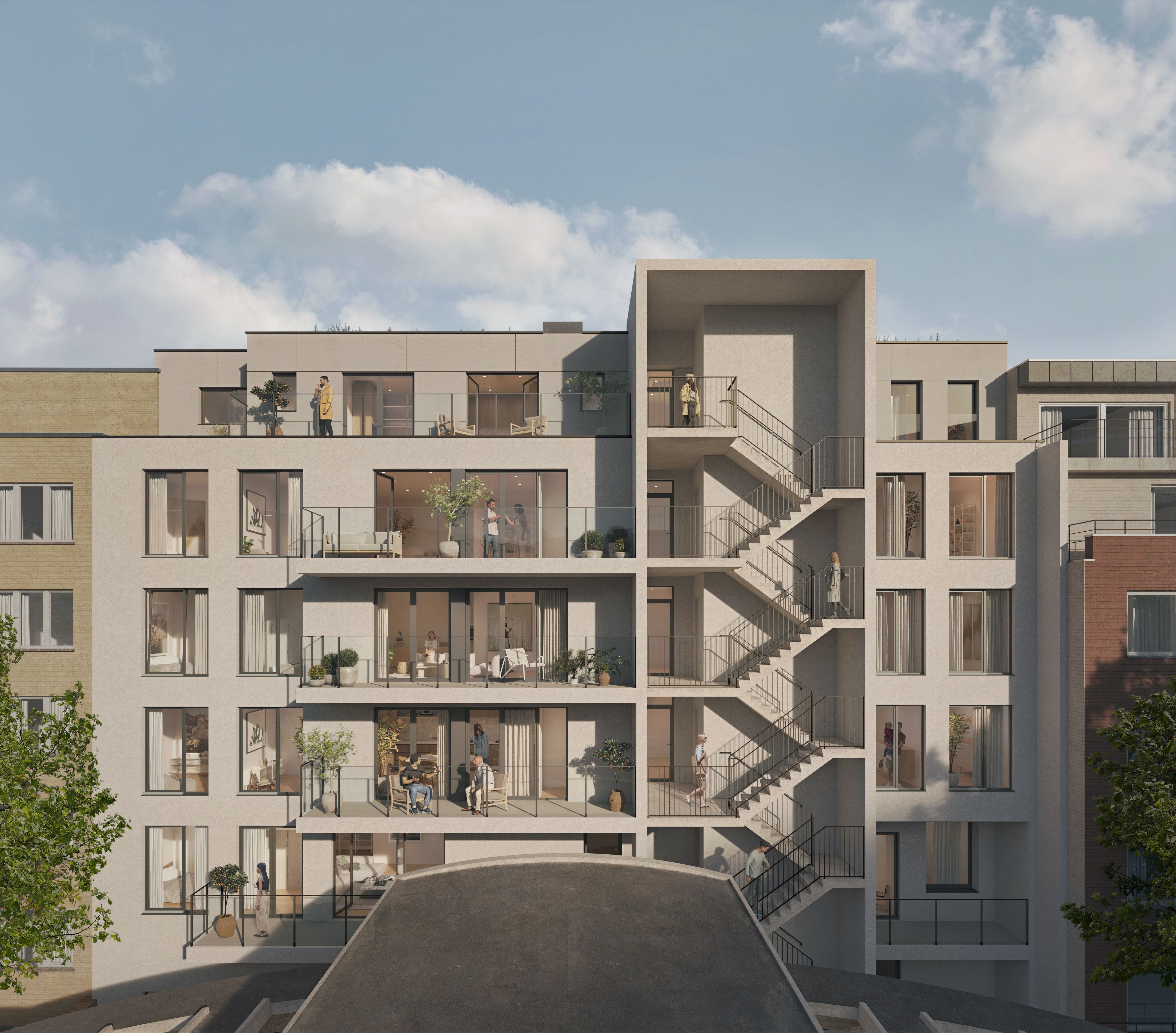 Façade des appartements neufs d'Artico à Evere