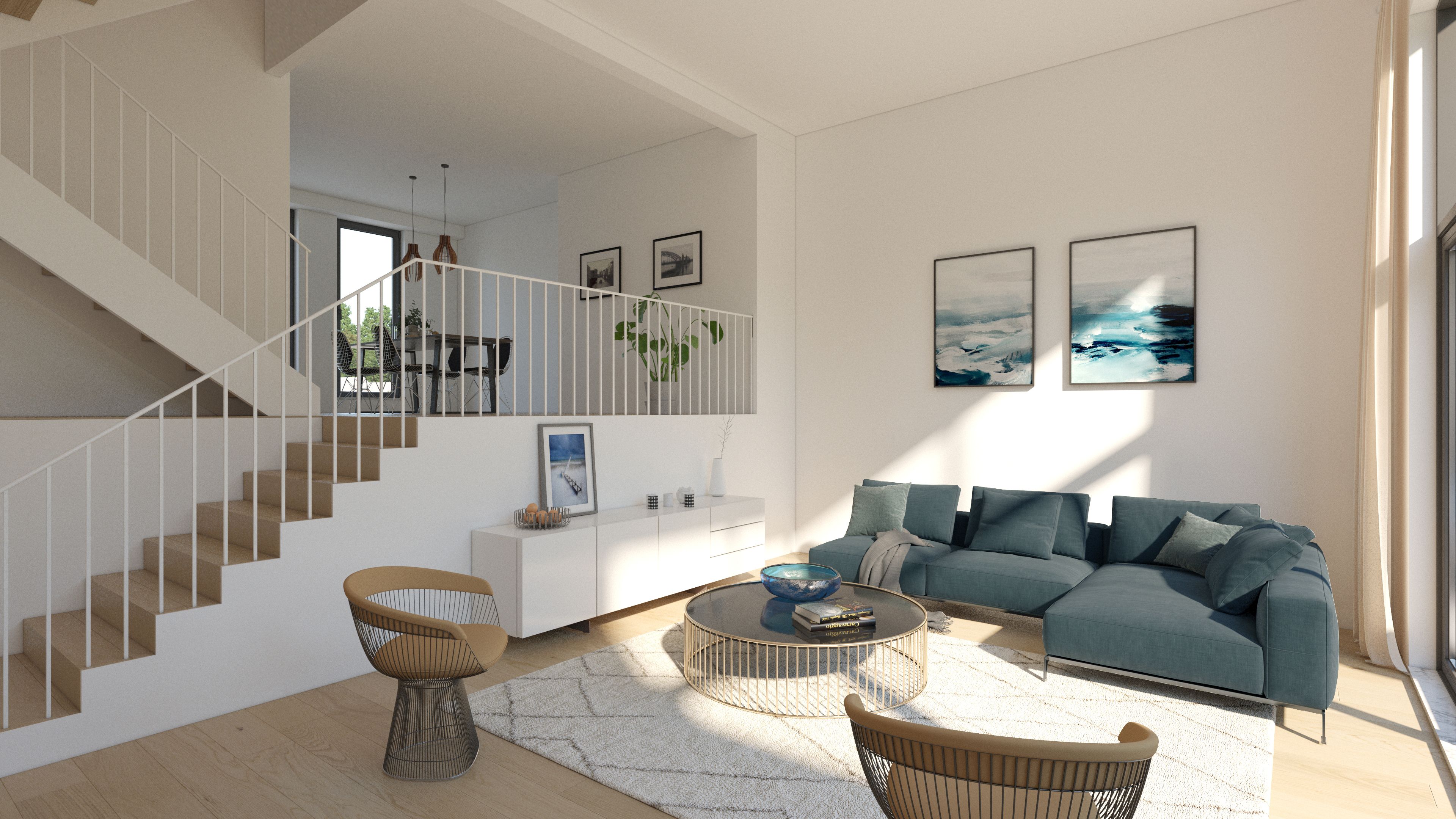 espace de vie lumineux et confortable dans une maison située à Uccle. le salon est situé proche d'une baie vitrée