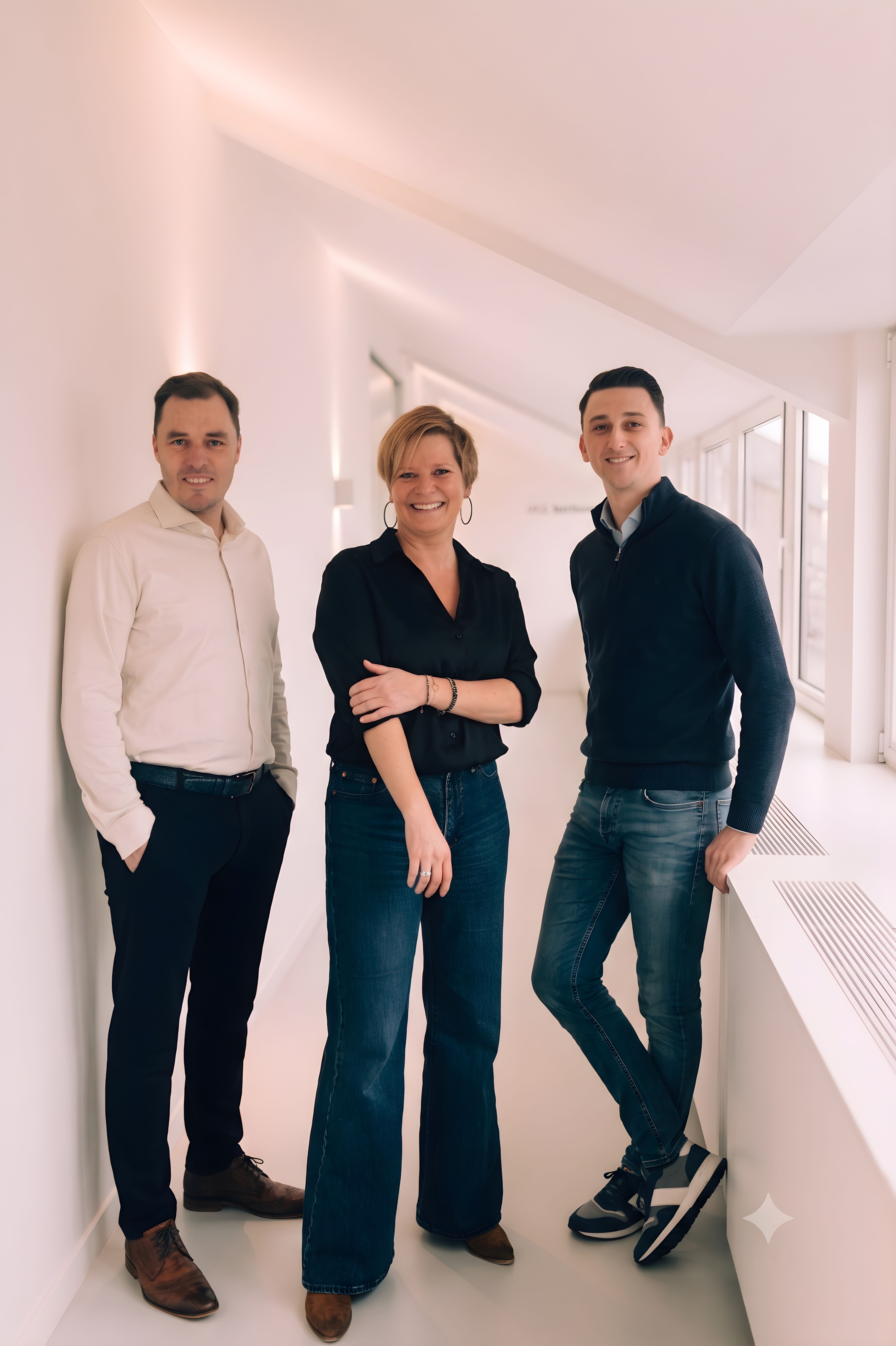 David Leon, Sarah Brusselmans et Jonas Vanderlinden, directeurs de l'agence immobilière We Invest Hesbaye